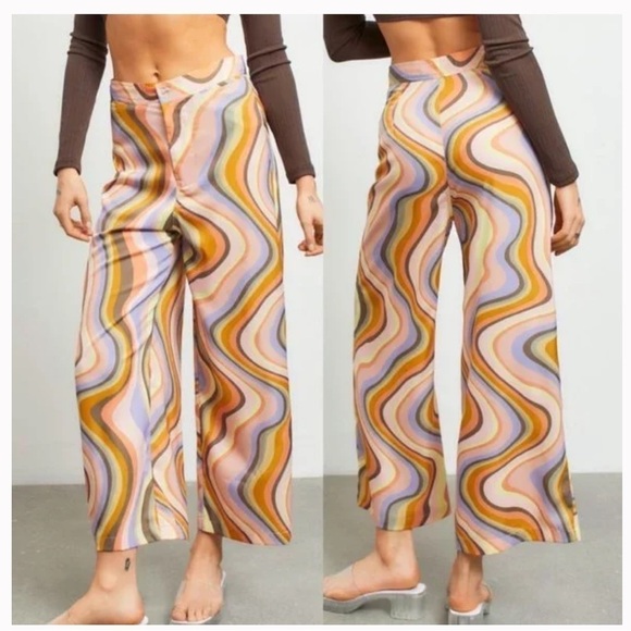 Urban Outfitters Olympia Psychedelic Print Wide Leg size XS - Picture 1 of 14